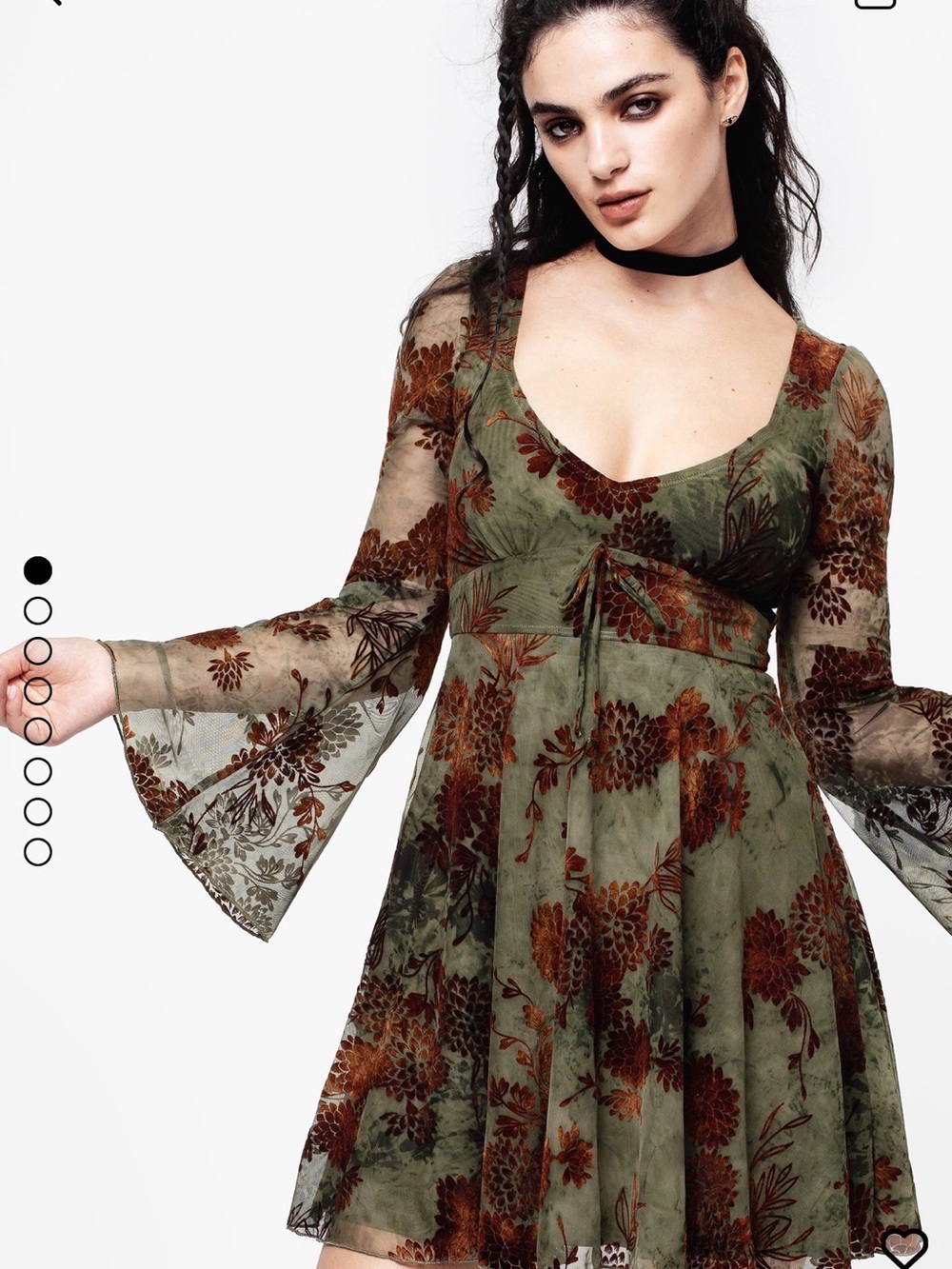 NWT Disturbia Rosaleigh Flock Velour Mesh Flare Sleeve Mini Dress US 16